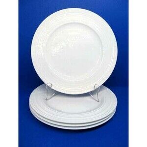 Mikasa Swirl White Bone China  9" Salad Luncheon Plates Bundle of 4